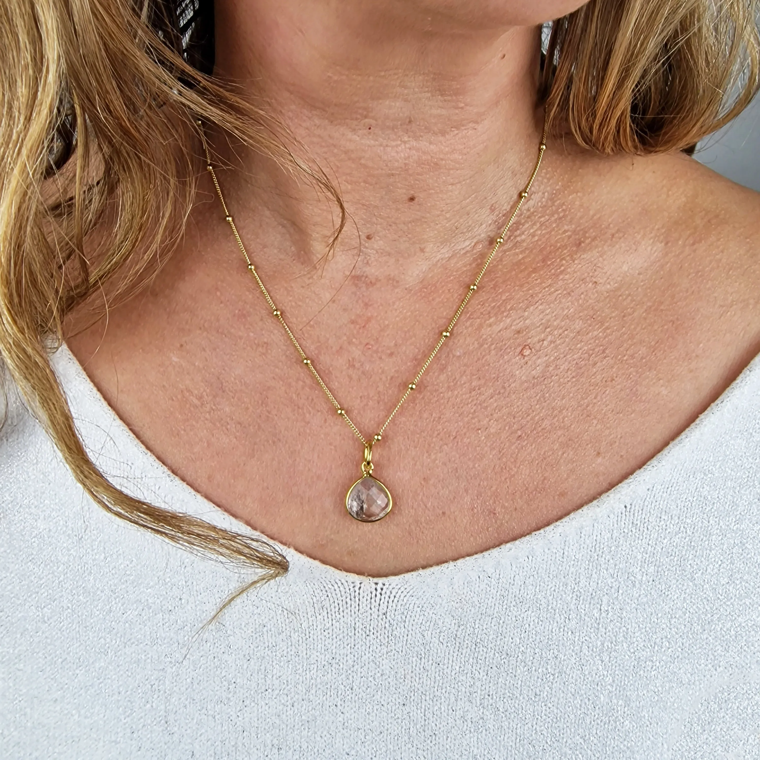 18ct Gold Plated Herkimer Diamond Crystal Necklace