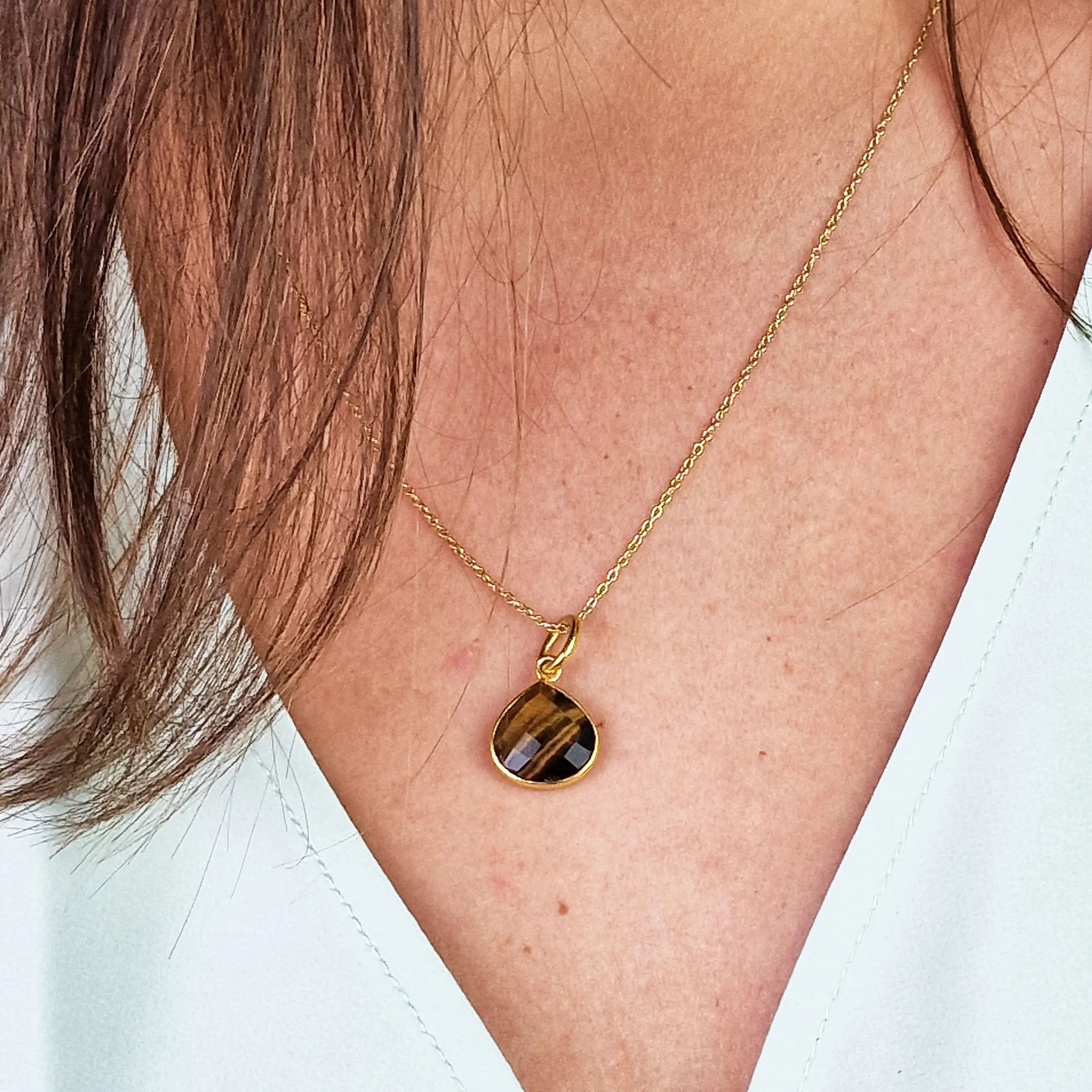 18ct Gold Plated Tiger's Eye Protection Crystal Necklace