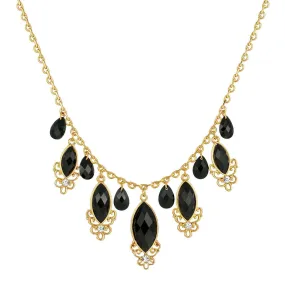 1928 Jewelry Black Teardrop Crystal Necklace 16 + 3 Extender