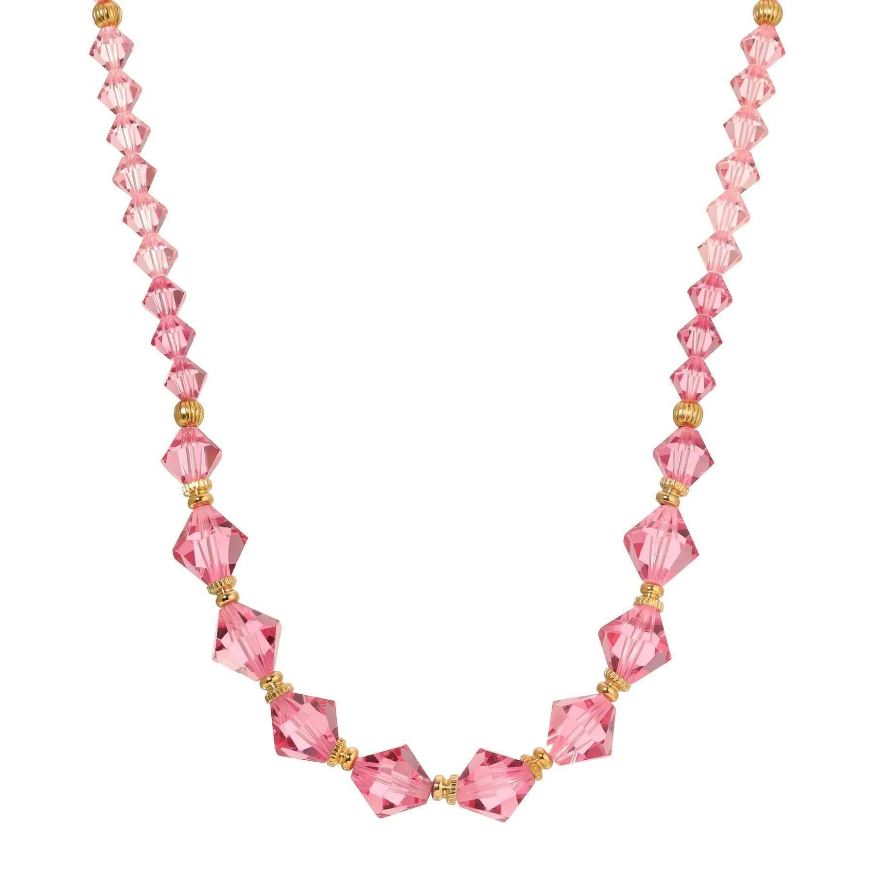 1928 Jewelry Graduated Austrian Pink Lantern Crystal Necklace 15+ 3 Extender