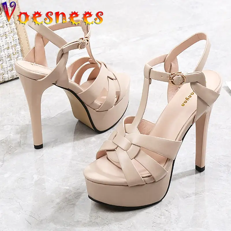 2022 New Fashion Roman Style Runway Sandals Super High Heel Waterproof Platform Wedding Shoes Summer Weave Design Women Pumps