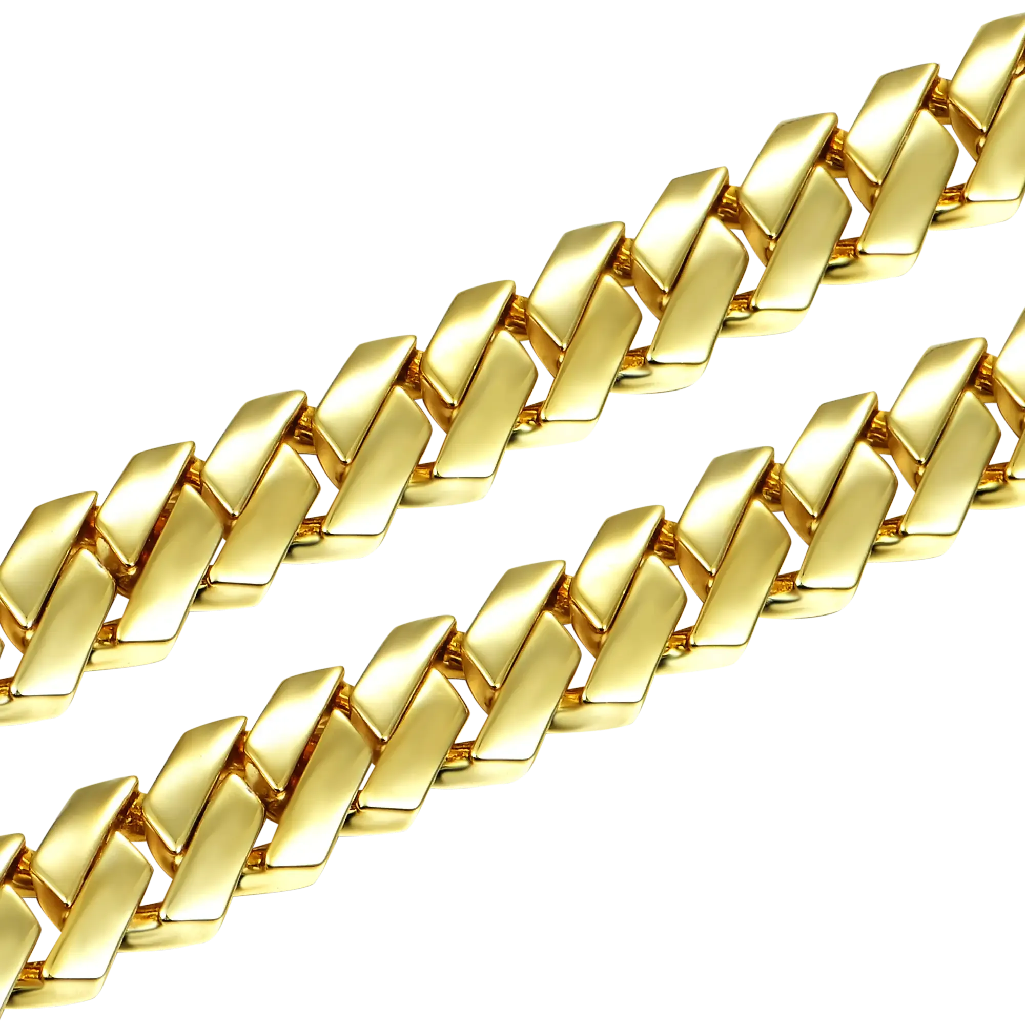 8mm Plain Gold Prong Cuban Link Chain + Bracelet Bundle