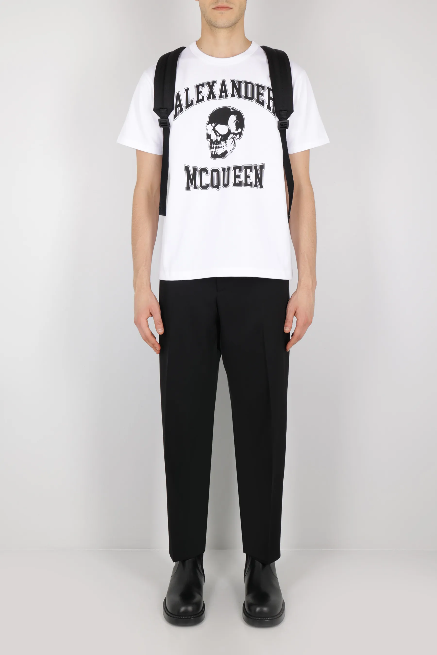 alexander mcqueen  |Crew Neck Skull Plain Short Sleeves Logo Crew Neck T-Shirts