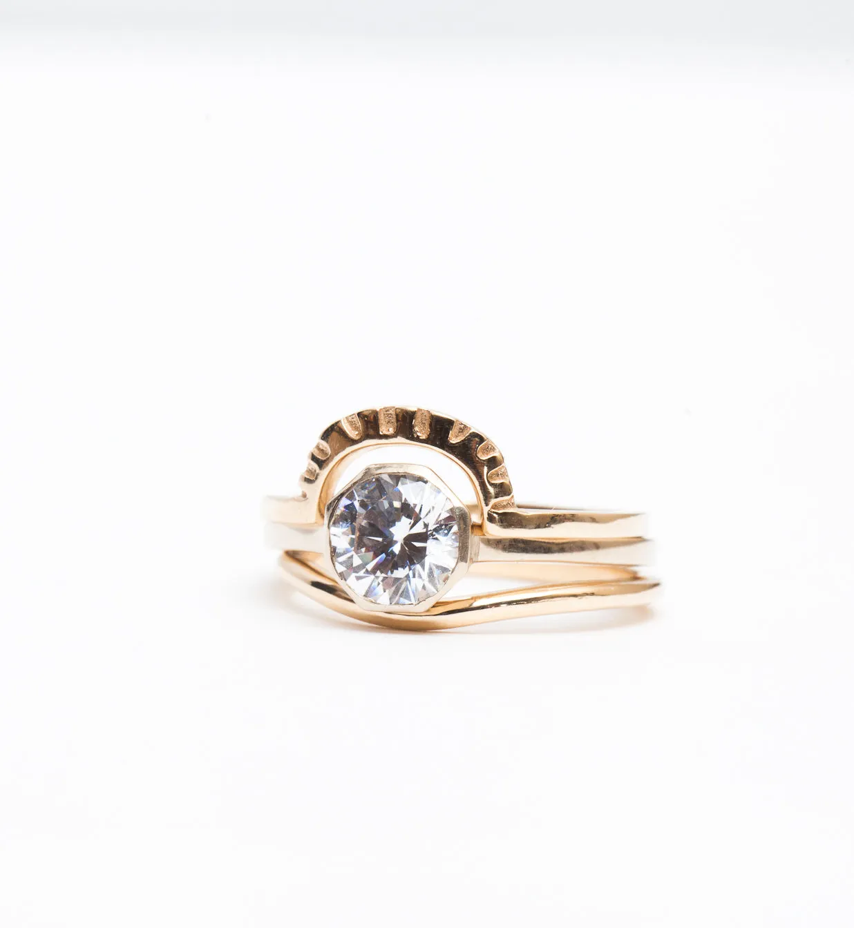 Allium Octad Diamond Ring with Notch