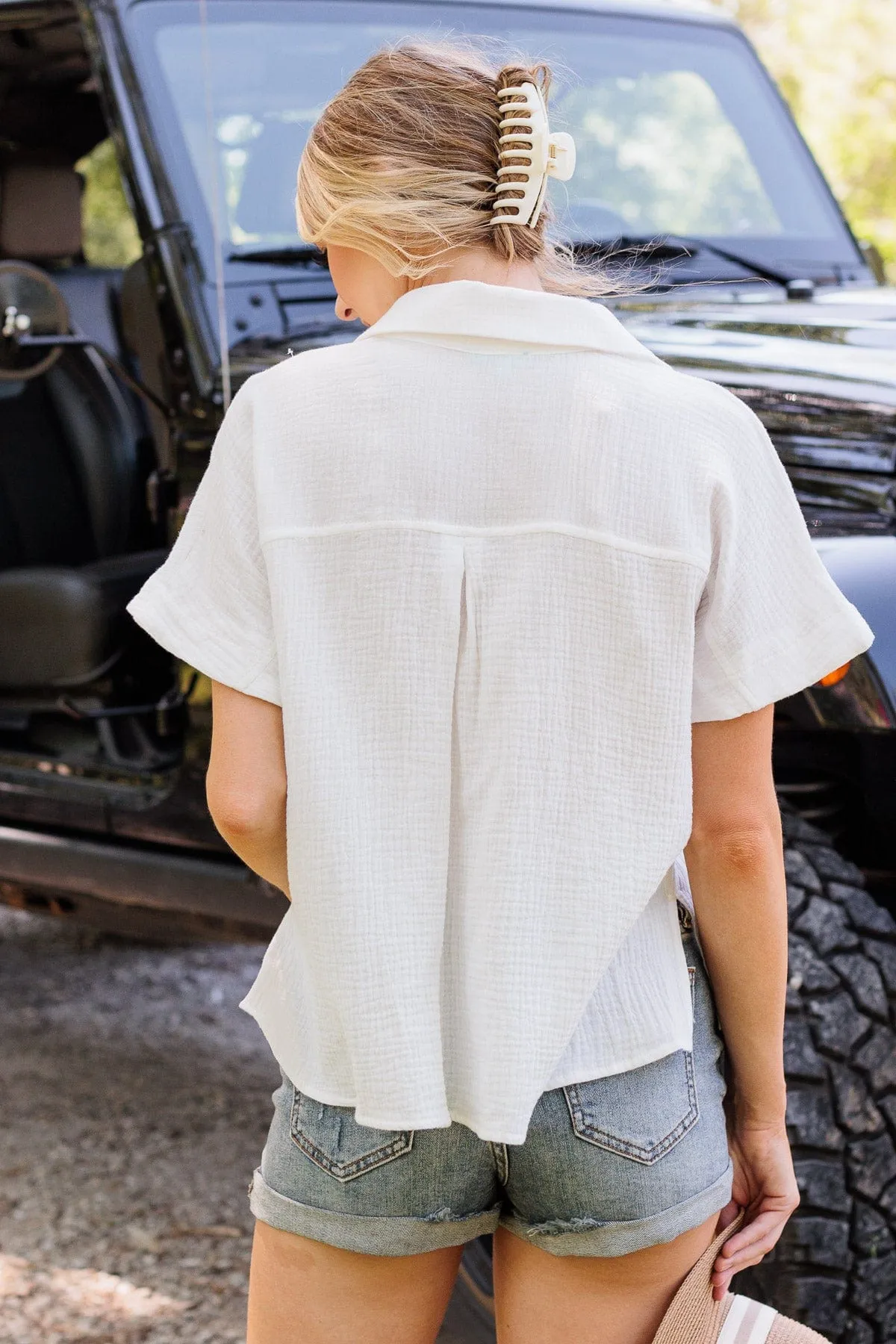 Beautiful Reflection Button Top- Off White