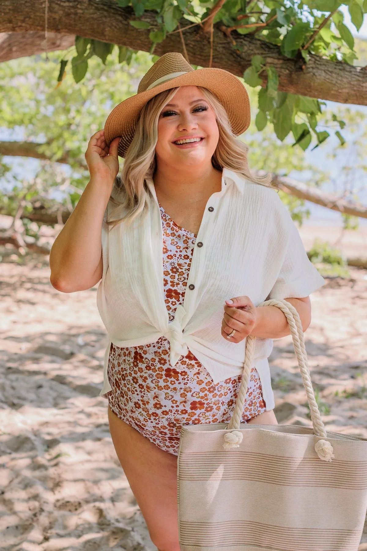 Beautiful Reflection Button Top- Off White