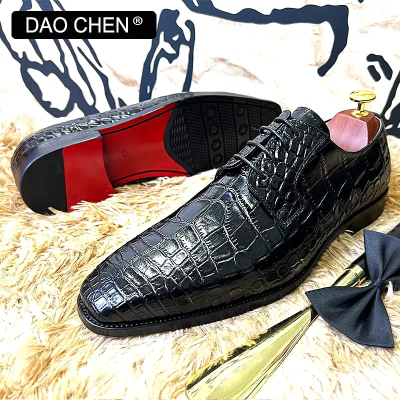 BLUE BLACK CROCODILE SHOES LACE UP CASUAL DRESS MAN SHOE OFFICE WEDDING SHOES FOR MEN