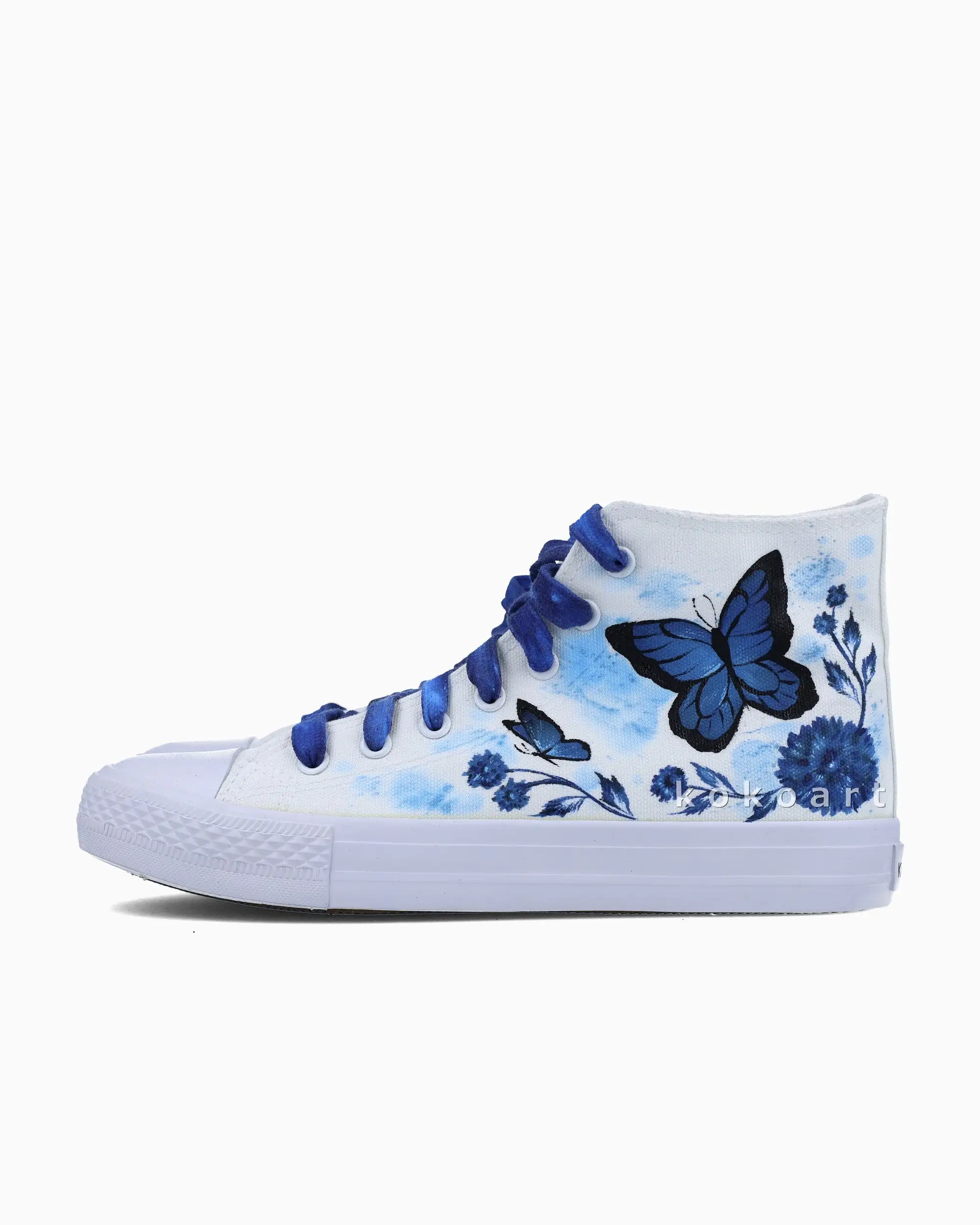 Blue Butterflies Hand Painted Shoes