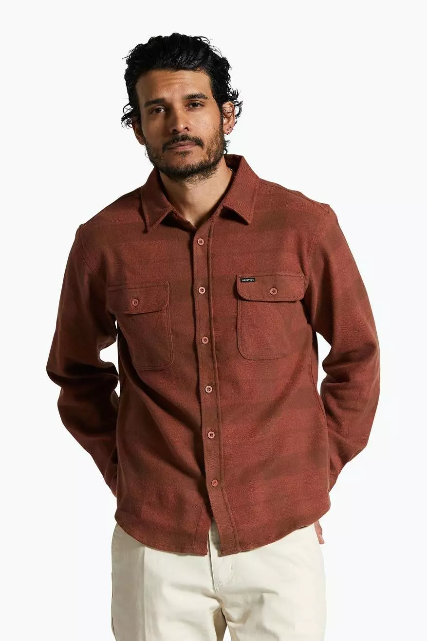 Bowery Stretch Water Resistant Flannel - Sepia/Terracotta