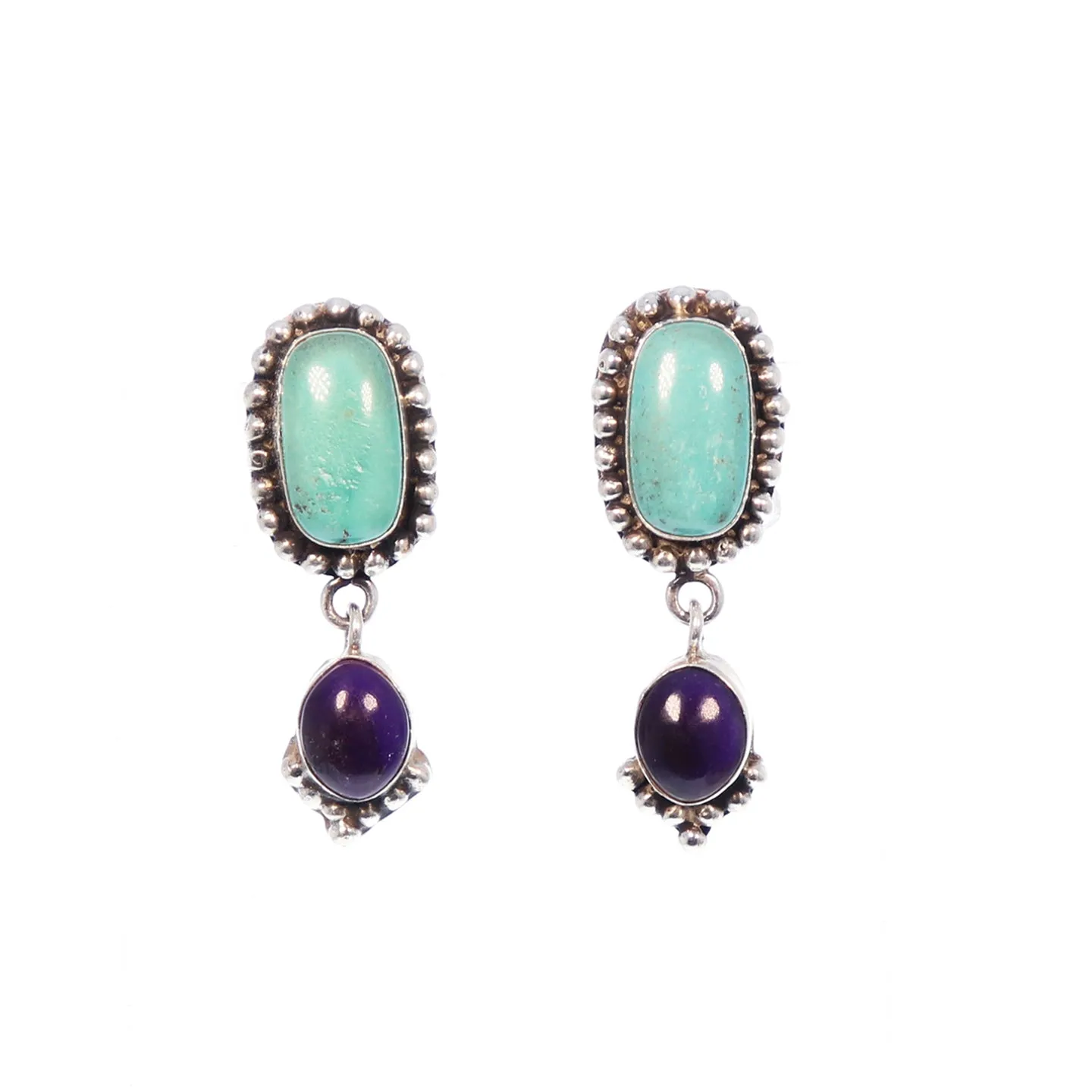 CARICO LAKE Turquoise and Purple Spiny Earrings Sterling 2 Stone Choose Color