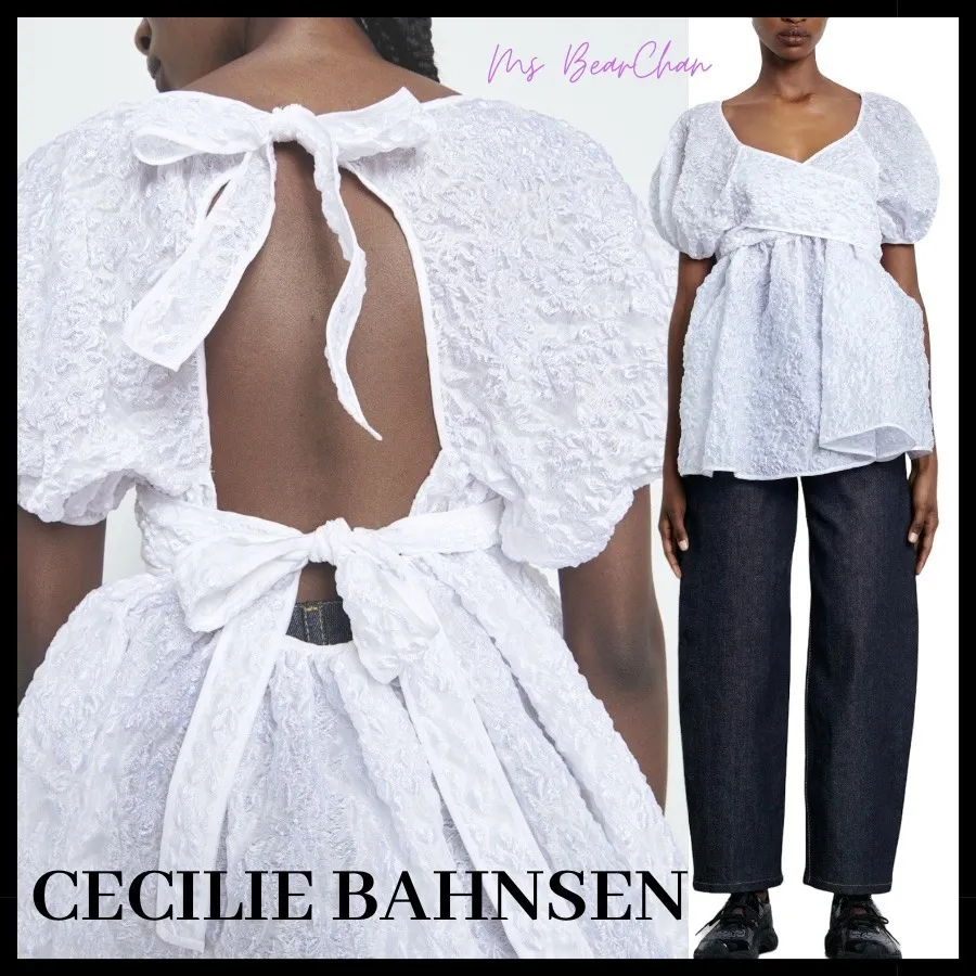 CECILIE BAHNSEN  |Casual Style Plain Short Sleeves Party Style Elegant Style