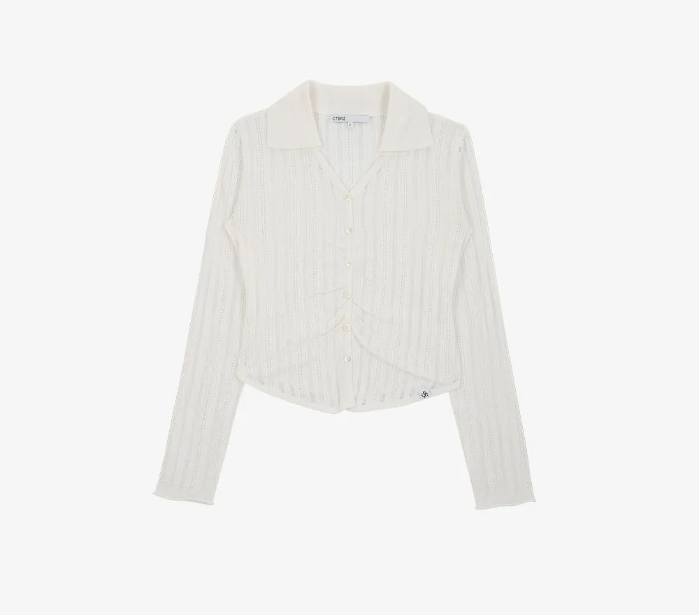 citybreeze  |Stripes Casual Style Street Style Long Sleeves Lace