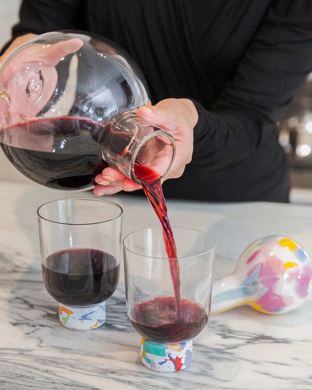 Colorblock Confetti Glass Decanter