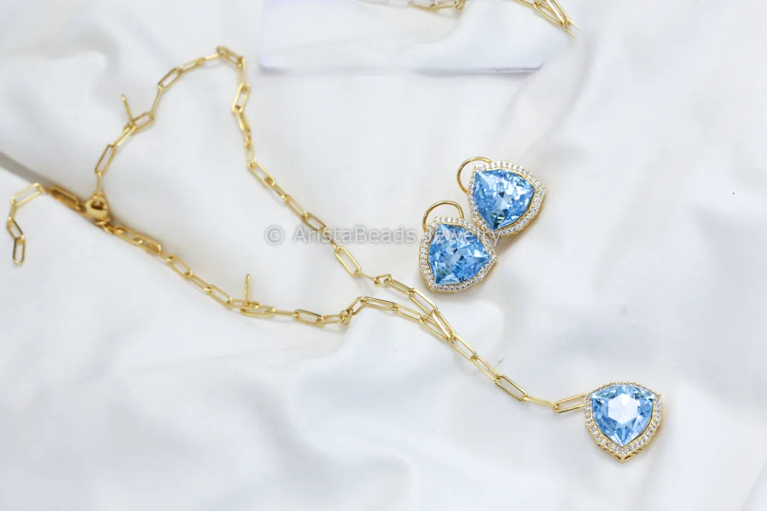 Dainty Austrian Swarovski Crystal Necklace Set - Gold