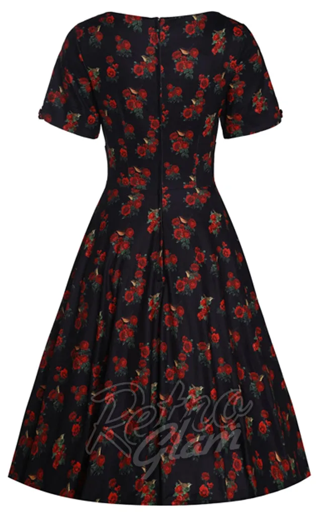 Dolly and Dotty Brenda Dress in Rose & Bird Print