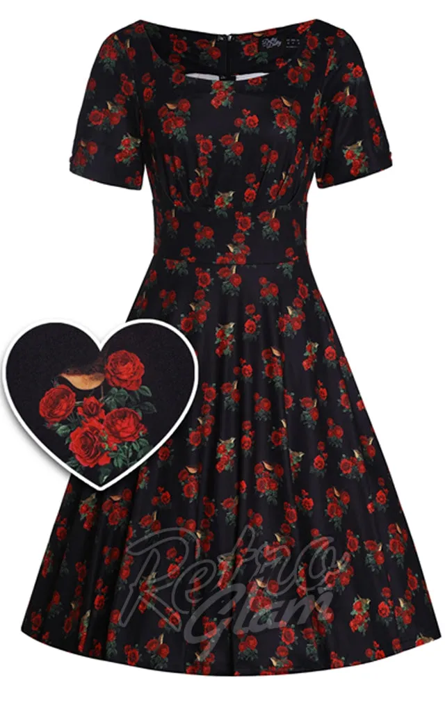 Dolly and Dotty Brenda Dress in Rose & Bird Print