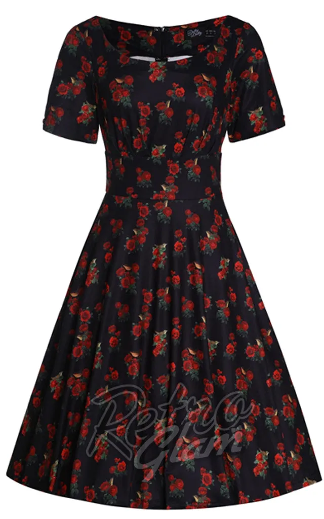 Dolly and Dotty Brenda Dress in Rose & Bird Print