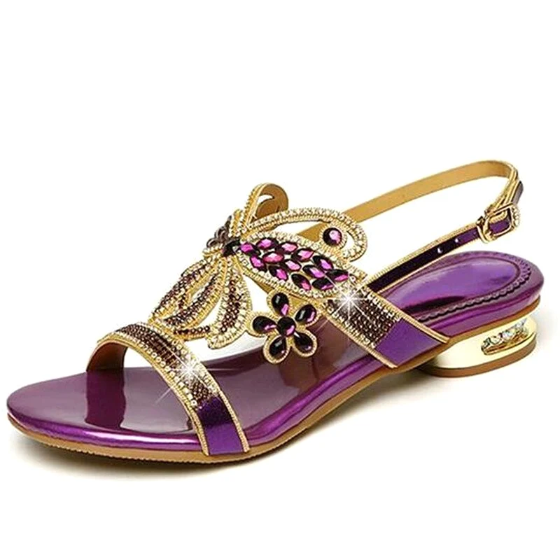 Famous New Open Toe Sheepskin Rhinestone Sandals Summer Fashion Sandals Comfortable Low-heel Shoes Woman Leather Sandals