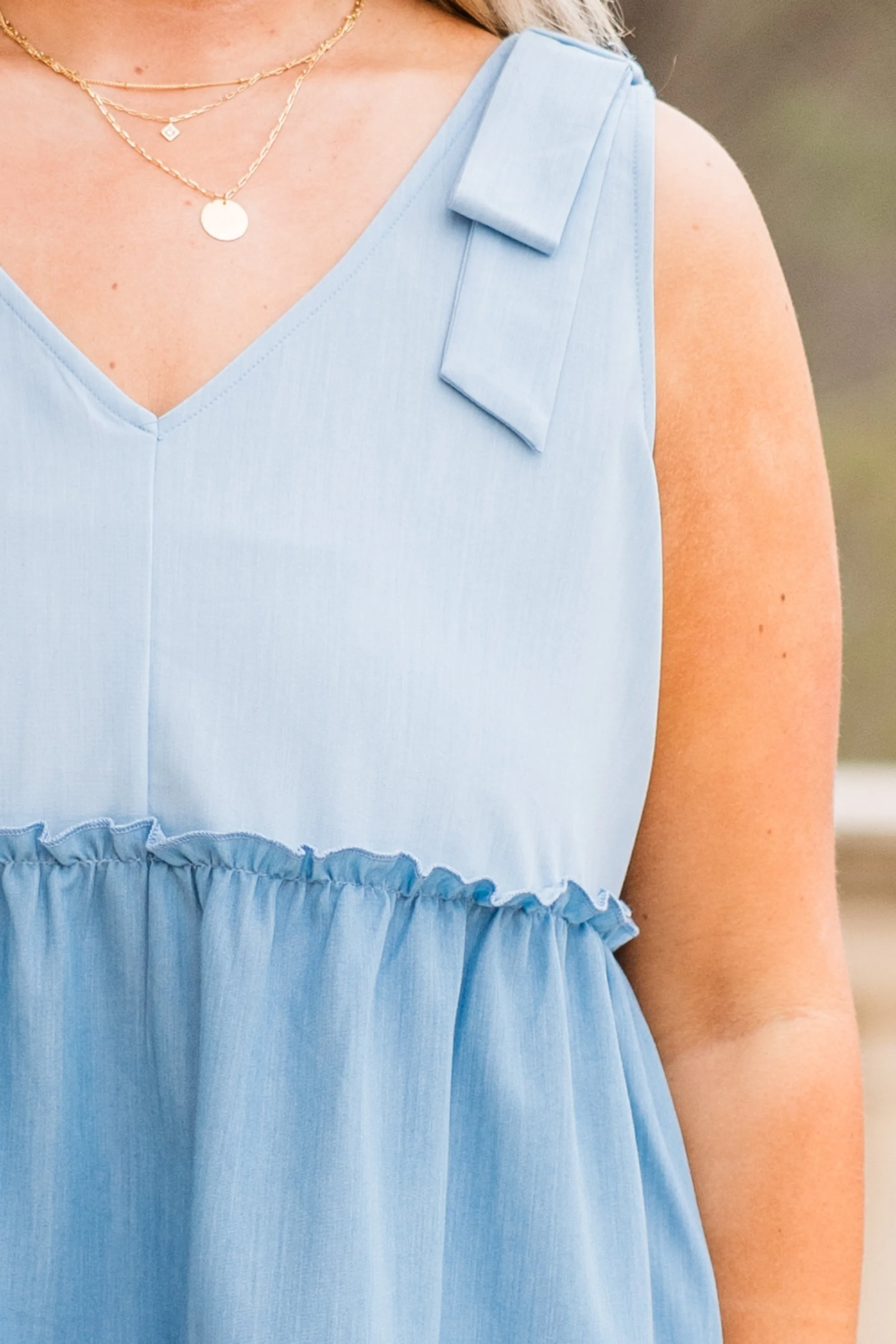 Feeling That Breeze Babydoll Tank, Denim Combo