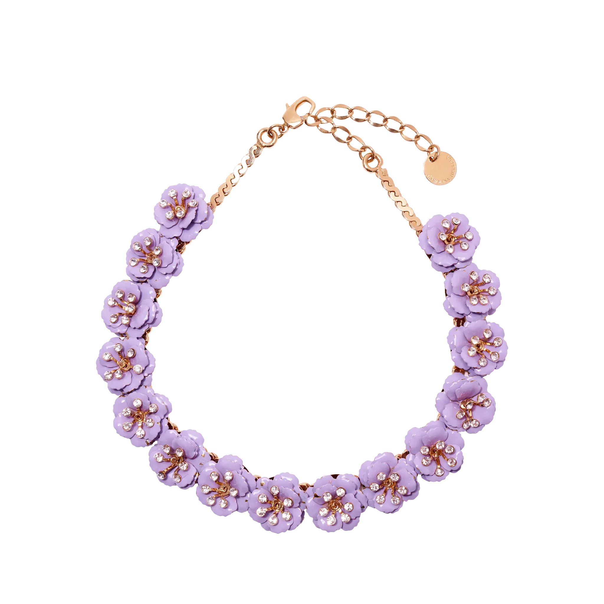 Flower & Crystal Necklace | Lilac