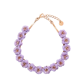 Flower & Crystal Necklace | Lilac