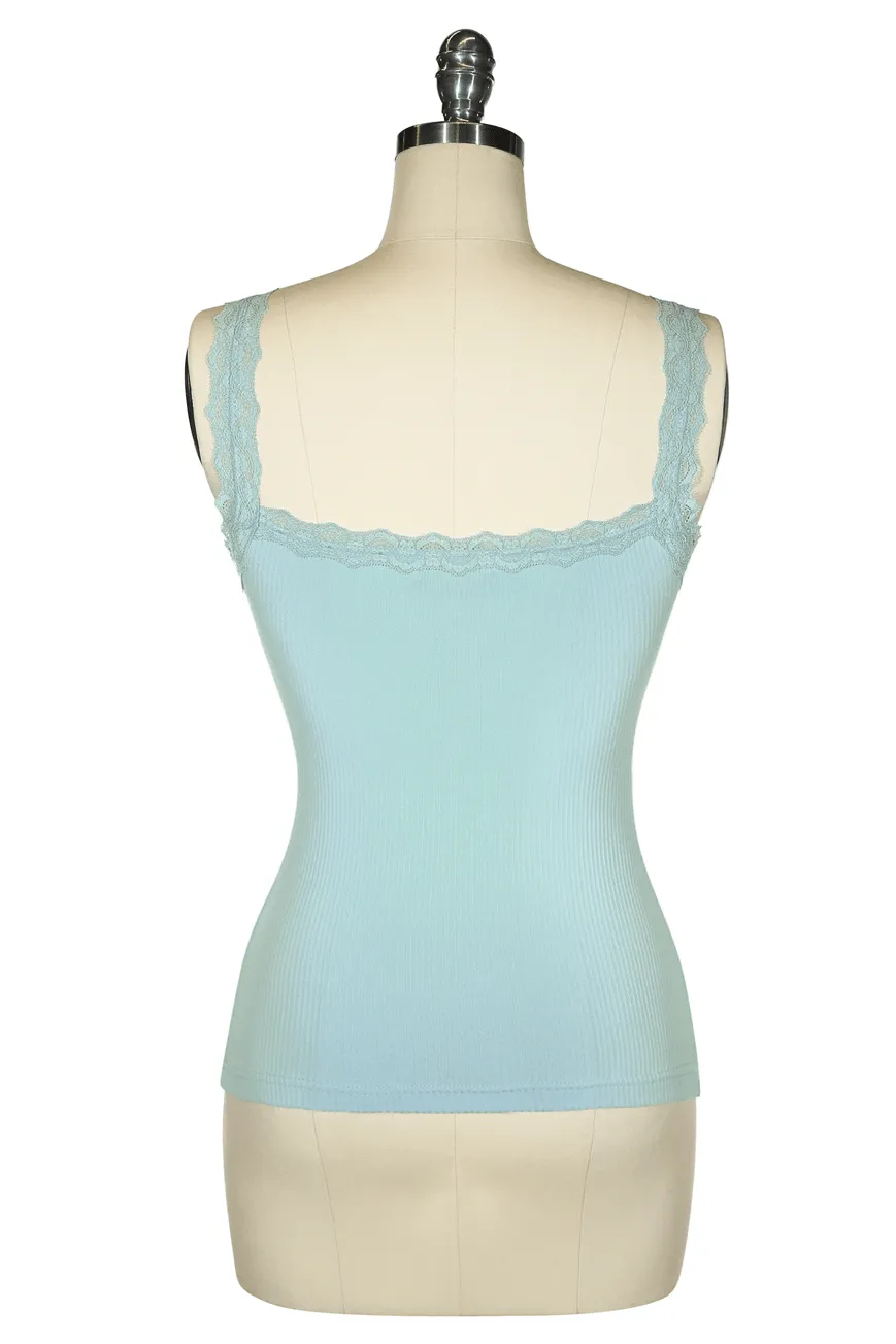 Follies D'Amour Lace Trim Singlet (Blue)