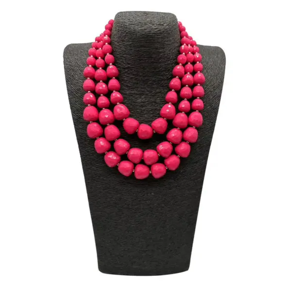 Fuchsia Chunky Crystal Necklace Set