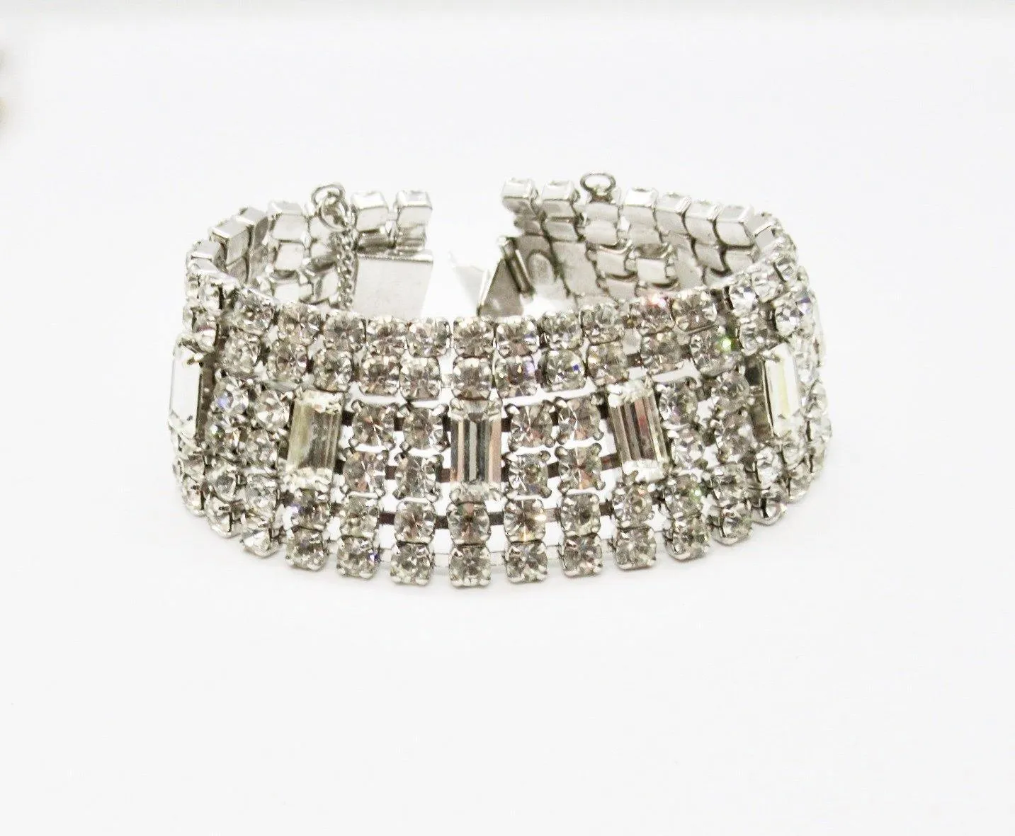 Glamorous Six Row Vintage Rhinestone Bracelet