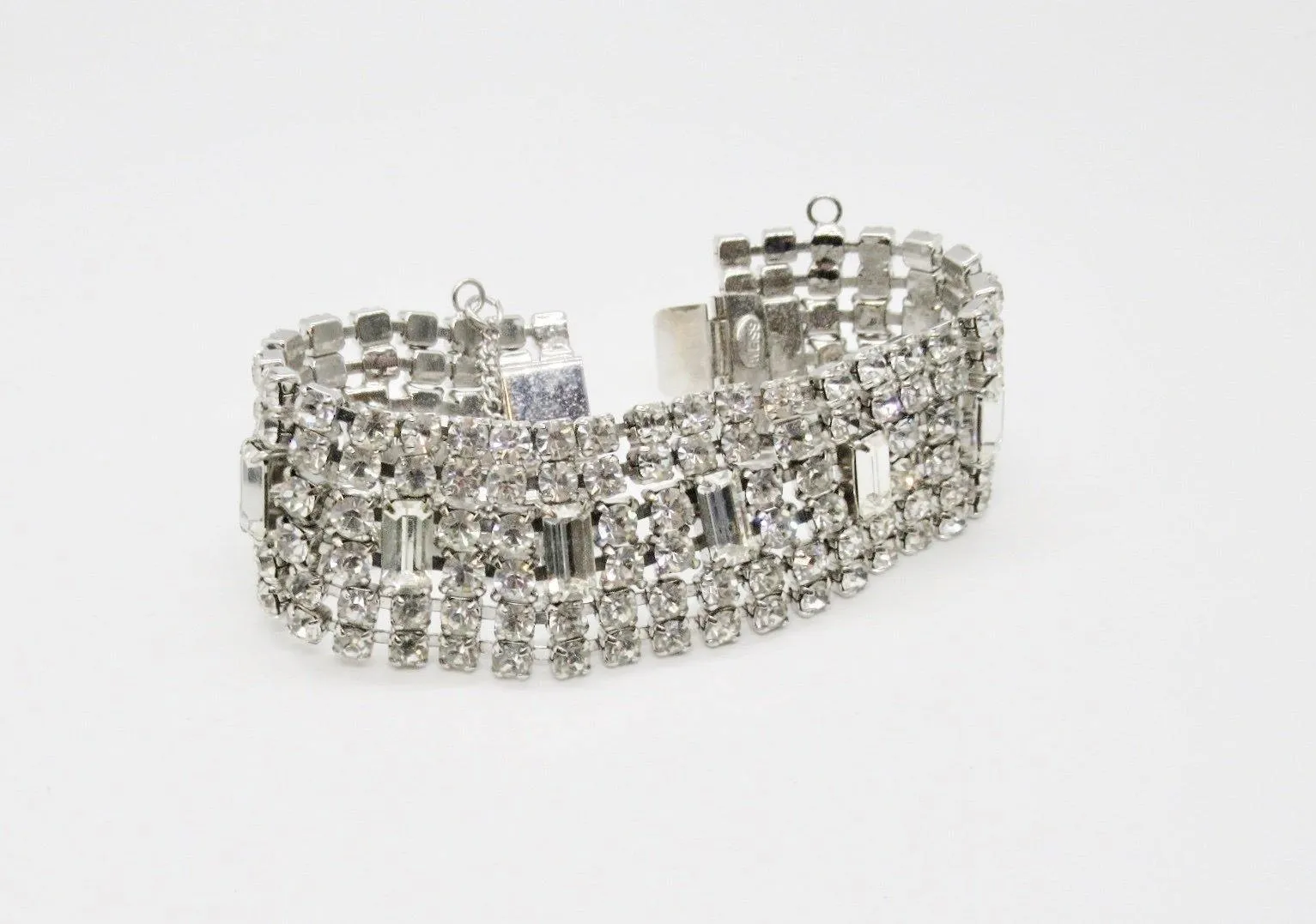 Glamorous Six Row Vintage Rhinestone Bracelet