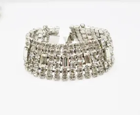 Glamorous Six Row Vintage Rhinestone Bracelet