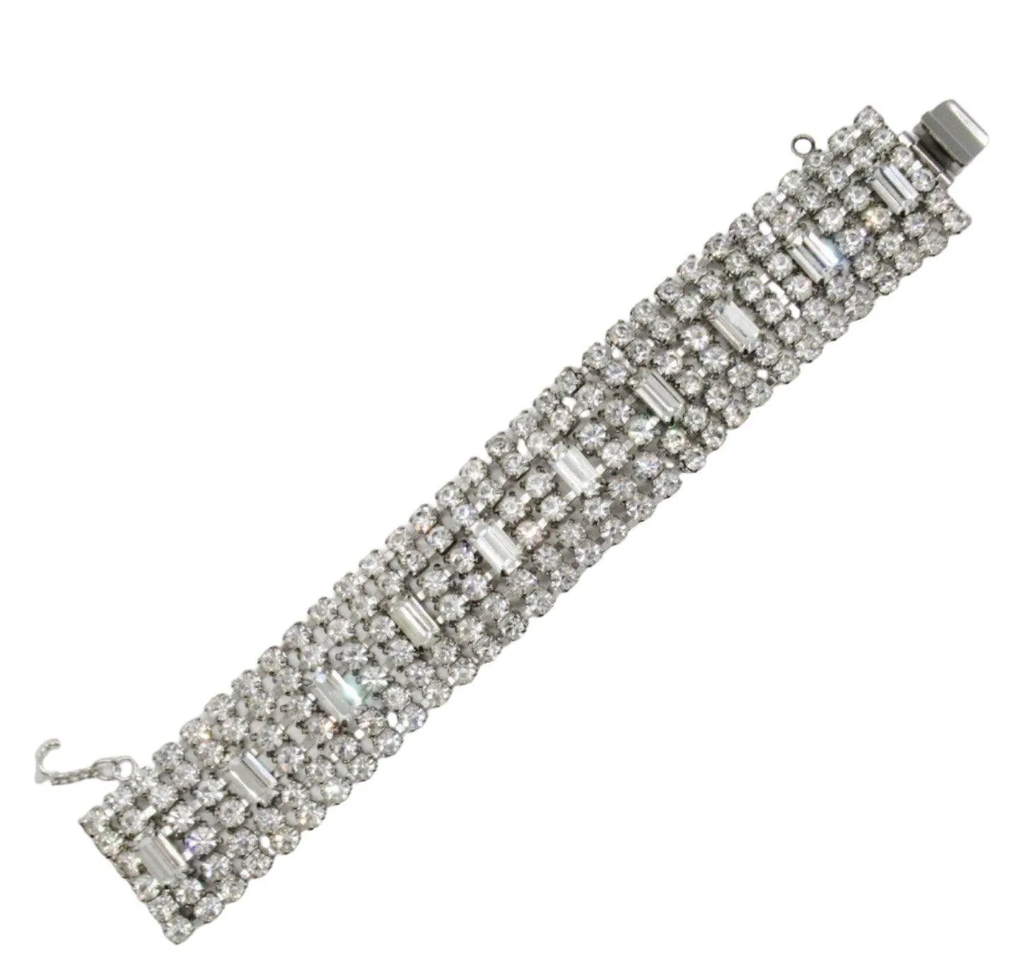 Glamorous Six Row Vintage Rhinestone Bracelet