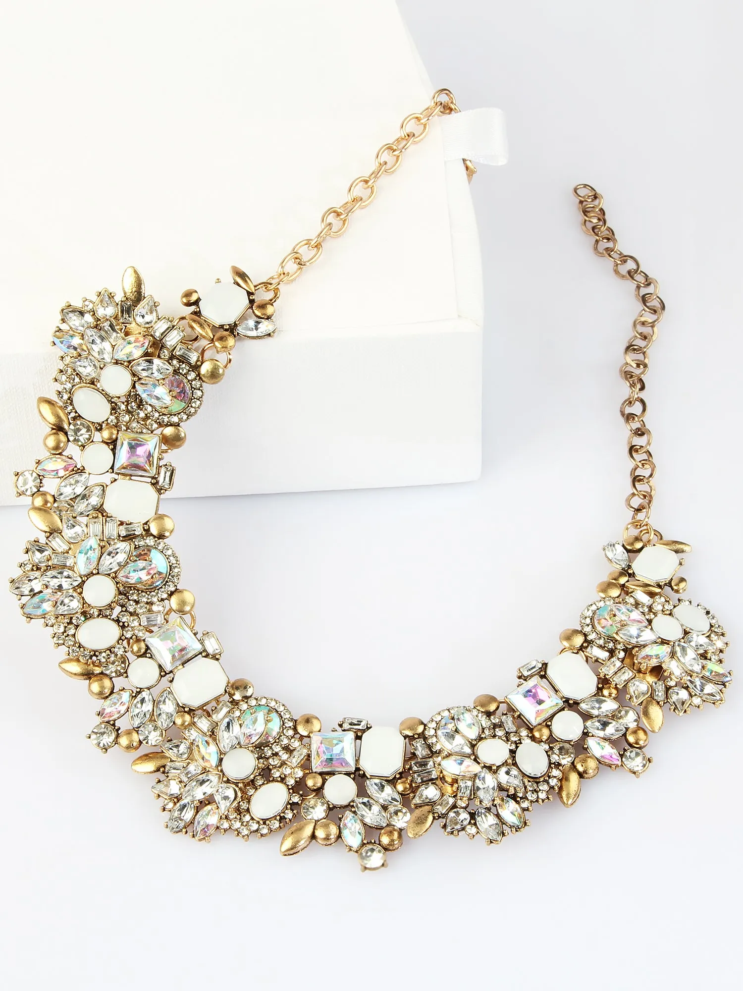 Heavy White Stone Studded Necklace