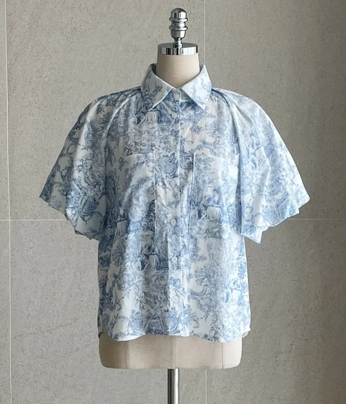 I AM MARI  |Flower Patterns Casual Style Short Sleeves Party Style