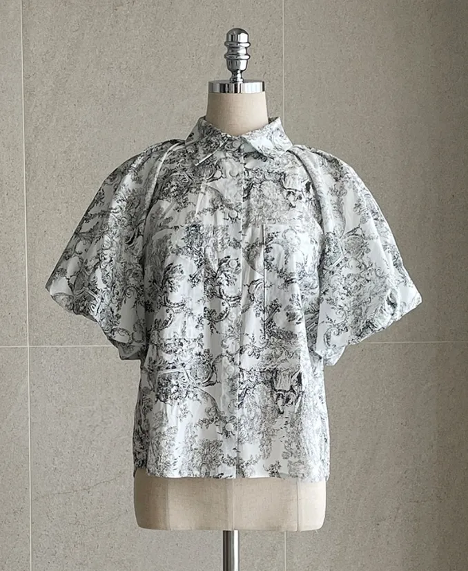 I AM MARI  |Flower Patterns Casual Style Short Sleeves Party Style