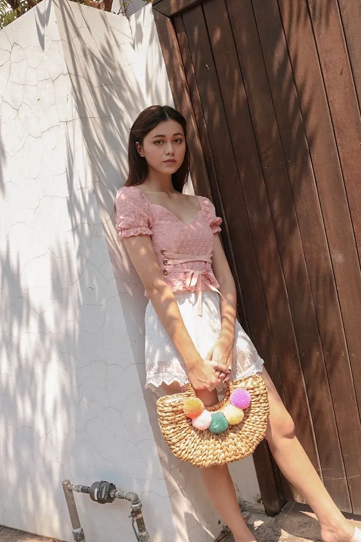 KEYHOLE EYELET CROP (BLUSH)