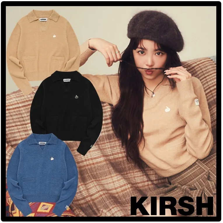 KIRSH  |Casual Style Street Style Logo V-neck & Crew neck