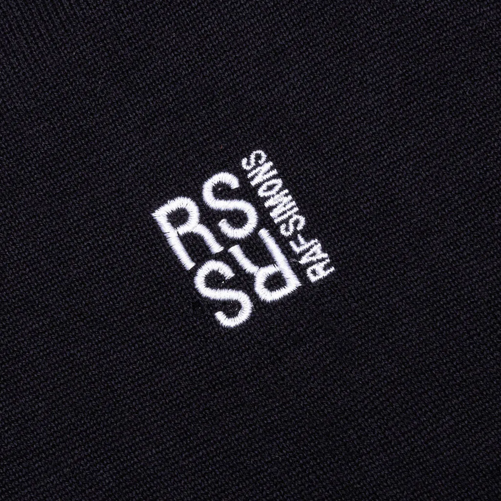 Knit Polo Shirt w/ Contrast Embroidery - Dark Navy