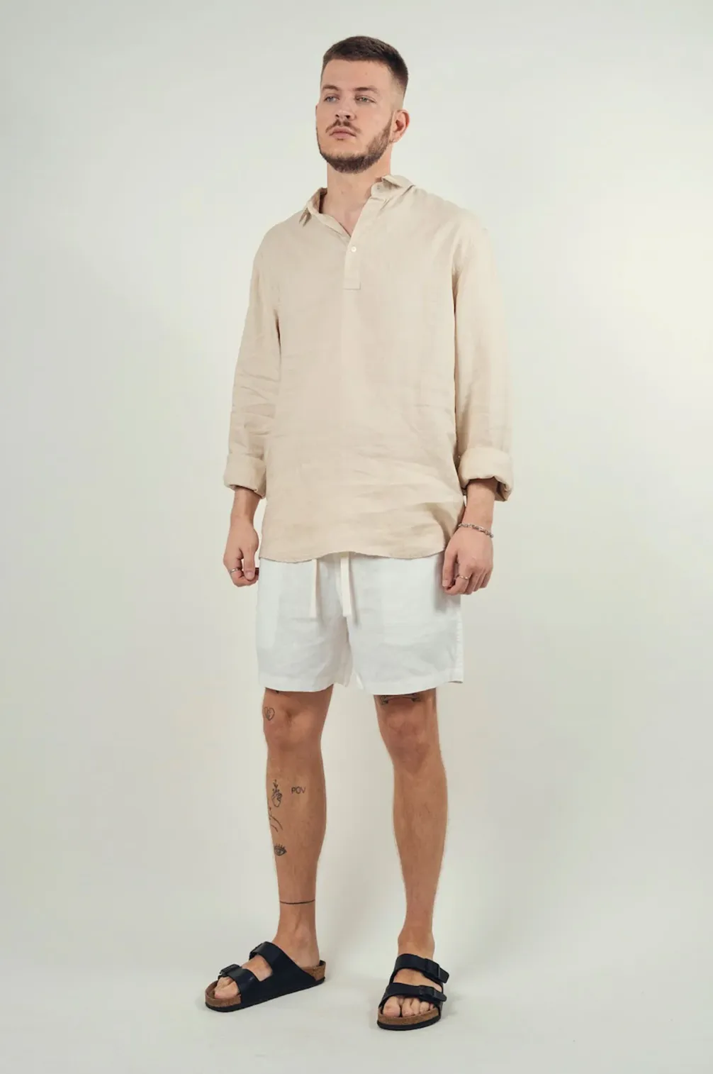 Kore Studios - Cannes L/S Linen Polo Hay