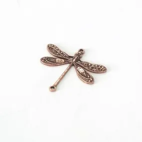 Large Antique Copper Dragonfly Connector Charm, 2 Loops, Lot Size 10, #05C