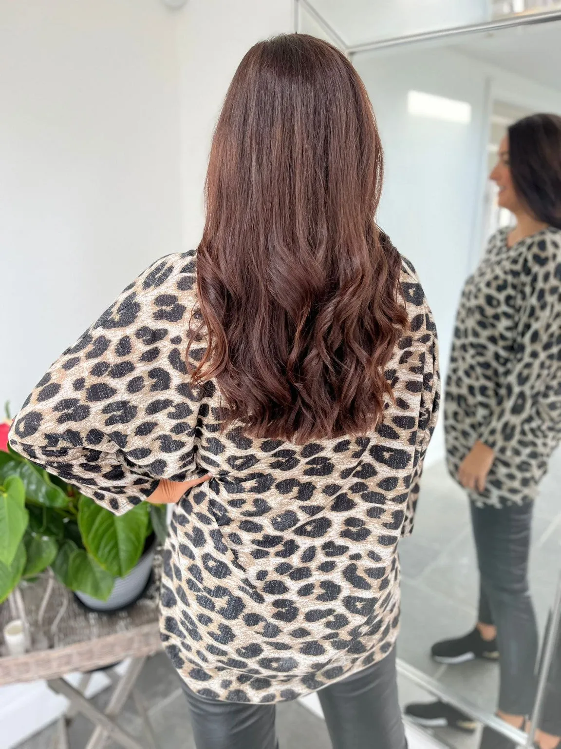 Leopard Drawstring Hem Top Alanis