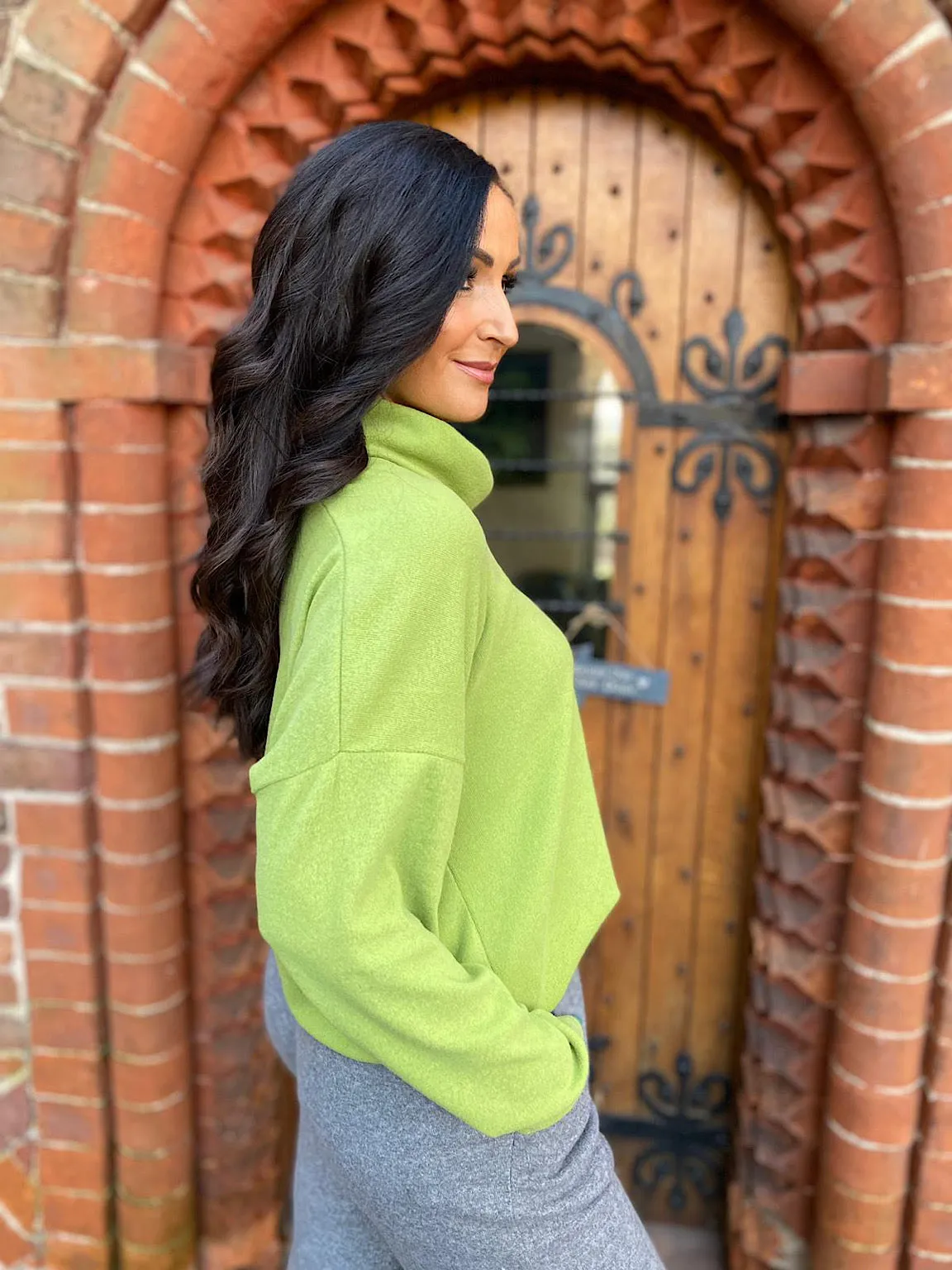 Lime Soft Cowl Neck Jumper Lucy