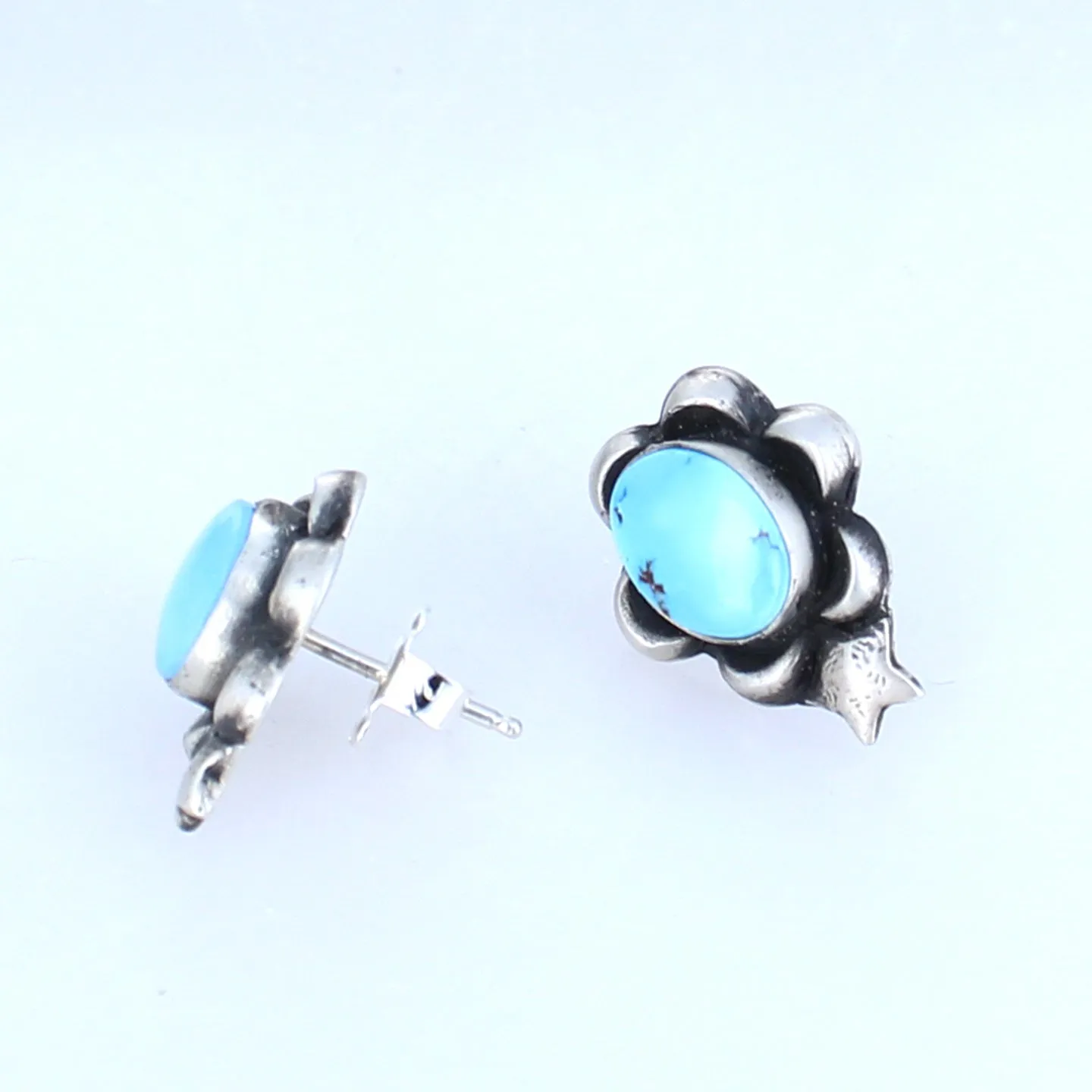 Many Moons Kazakhstan Turquoise Earrings Sterling