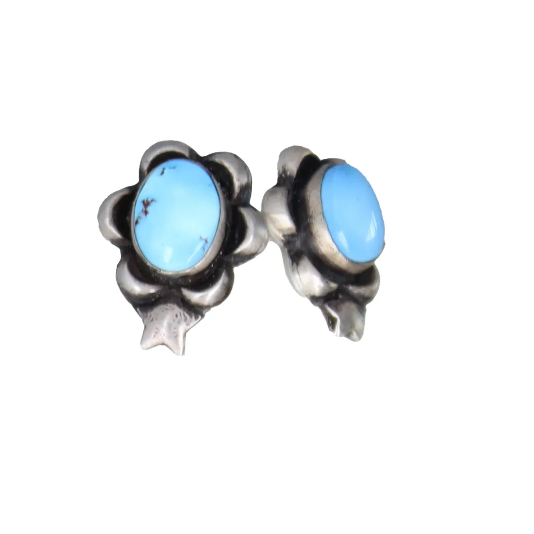 Many Moons Kazakhstan Turquoise Earrings Sterling