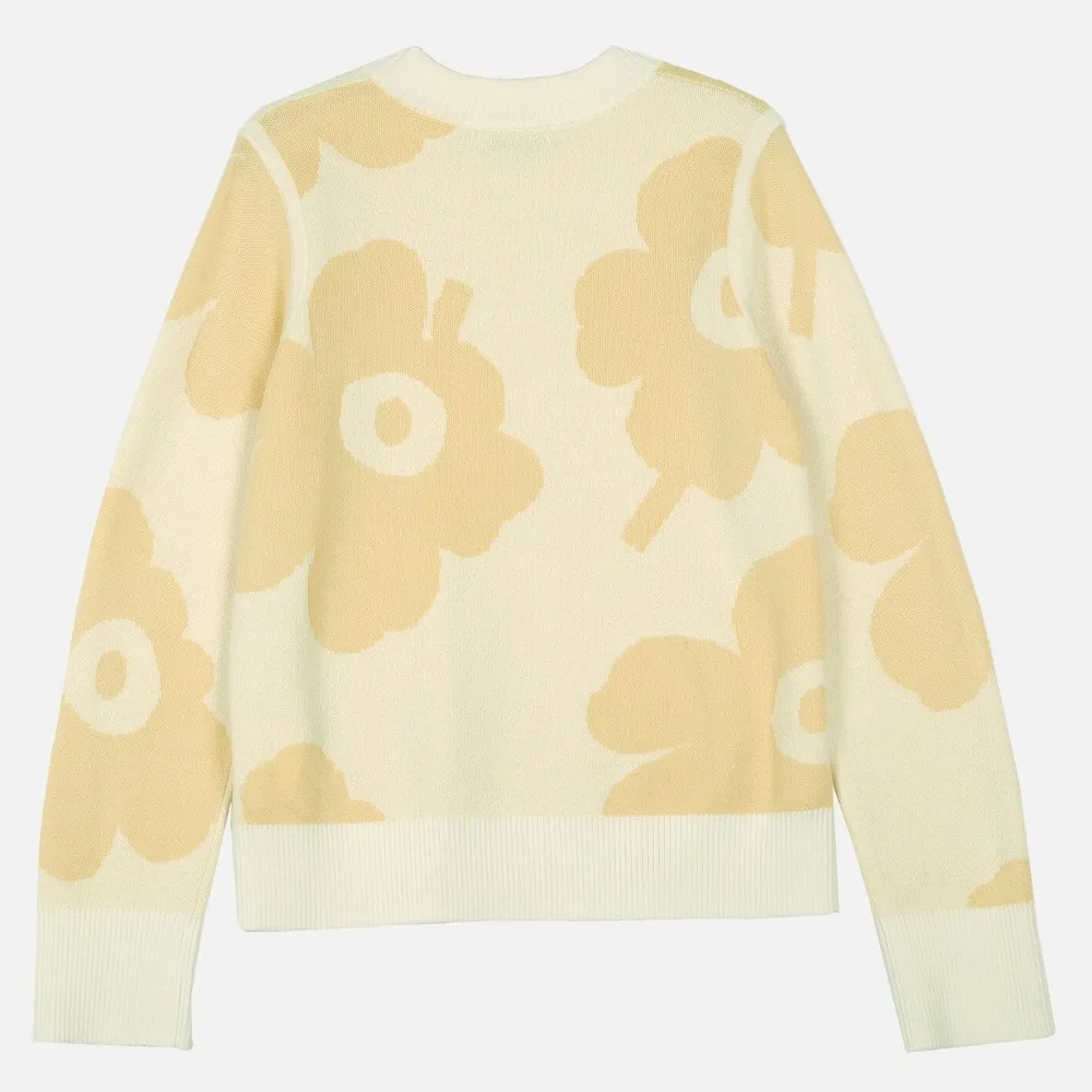 marimekko  |Crew Neck Flower Patterns Casual Style Wool Nylon Rib