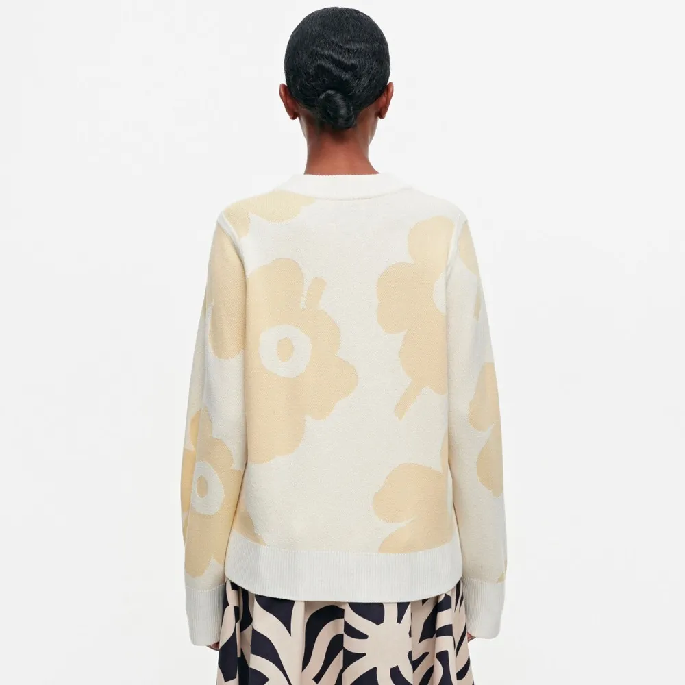 marimekko  |Crew Neck Flower Patterns Casual Style Wool Nylon Rib