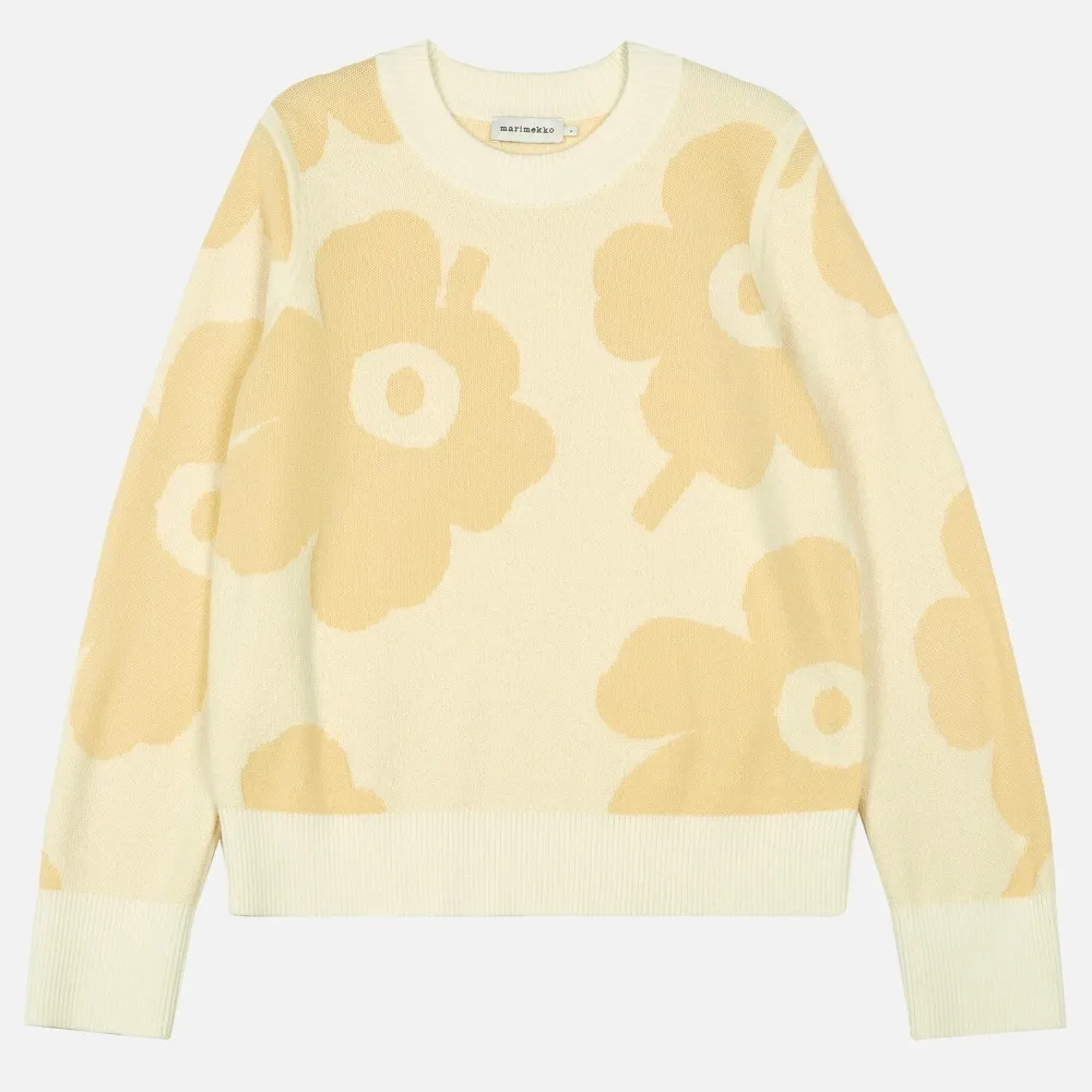 marimekko  |Crew Neck Flower Patterns Casual Style Wool Nylon Rib