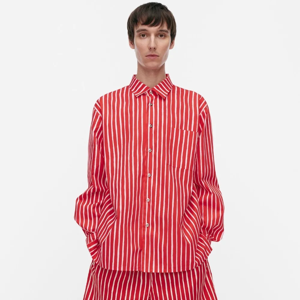 marimekko  |Stripes Casual Style Unisex Long Sleeves Cotton Office Style