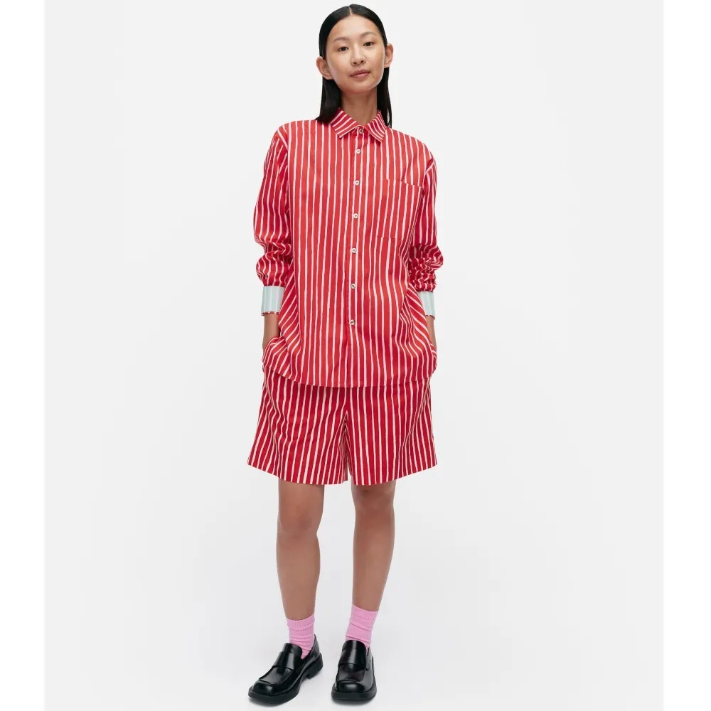 marimekko  |Stripes Casual Style Unisex Long Sleeves Cotton Office Style