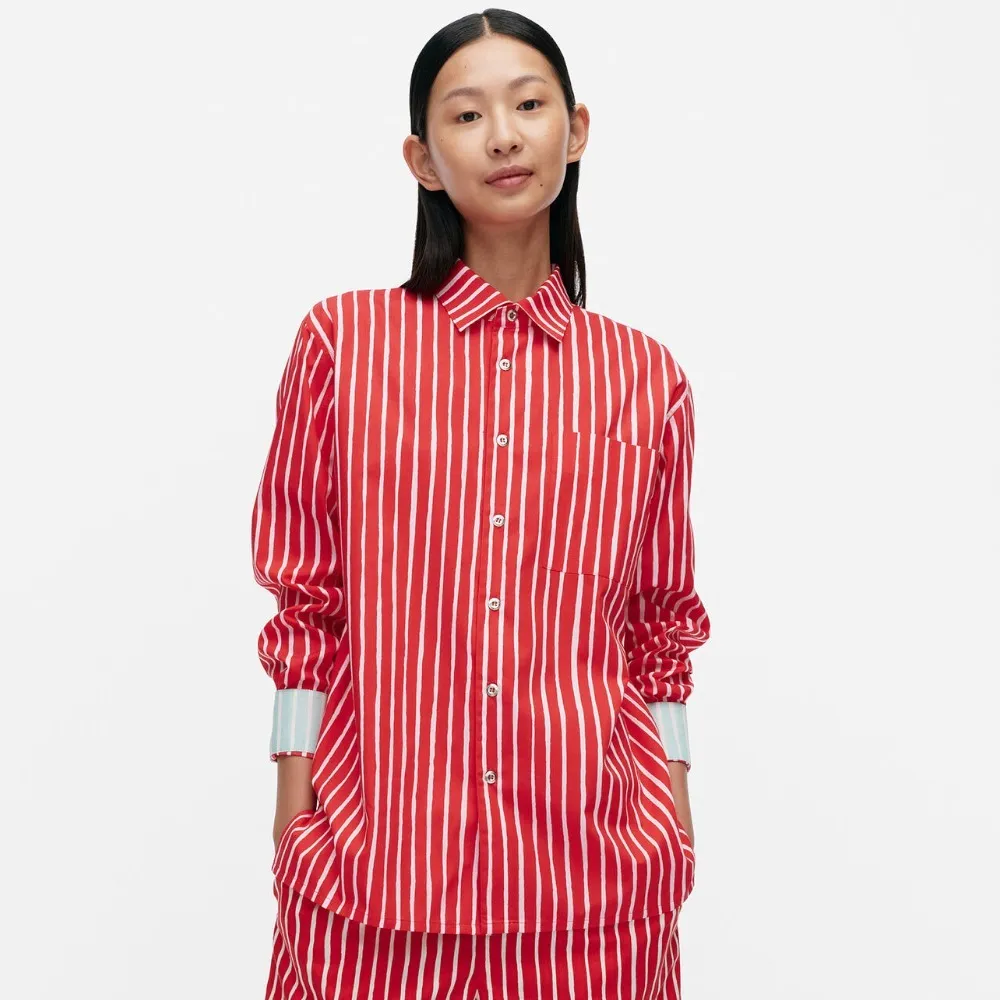 marimekko  |Stripes Casual Style Unisex Long Sleeves Cotton Office Style