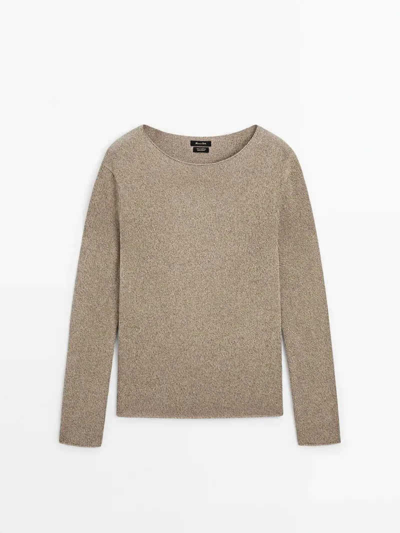 Massimo Dutti  |Casual Style Boat Neck Long Sleeves Plain Office Style